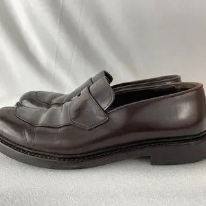 PRADA Brown Leather Slip-on Penny Dress Loafers, 12.5-13 PRADA Leather Sole Penny Loafer Dress Suit Shoes Brown NEW  main image 4